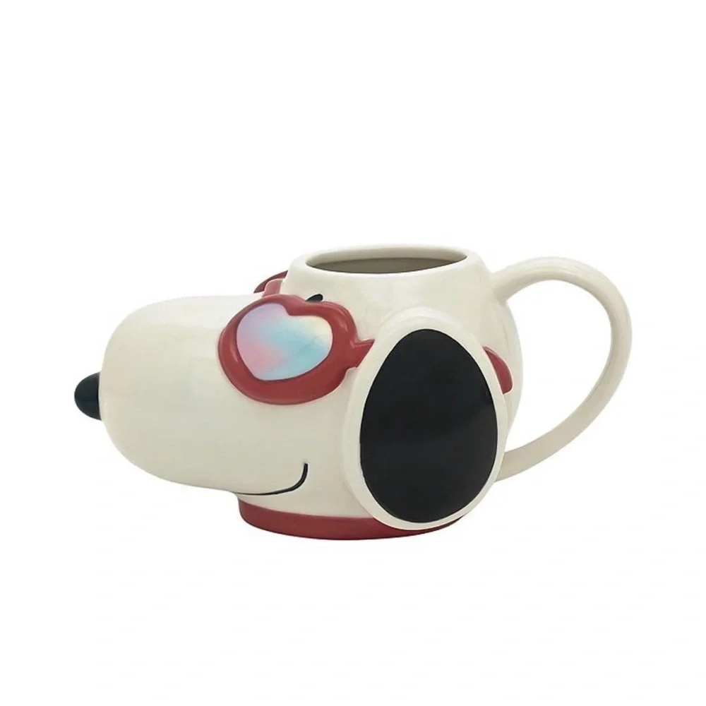 Snoopy Mug,Adorable Dog Mug with Heart Glasses